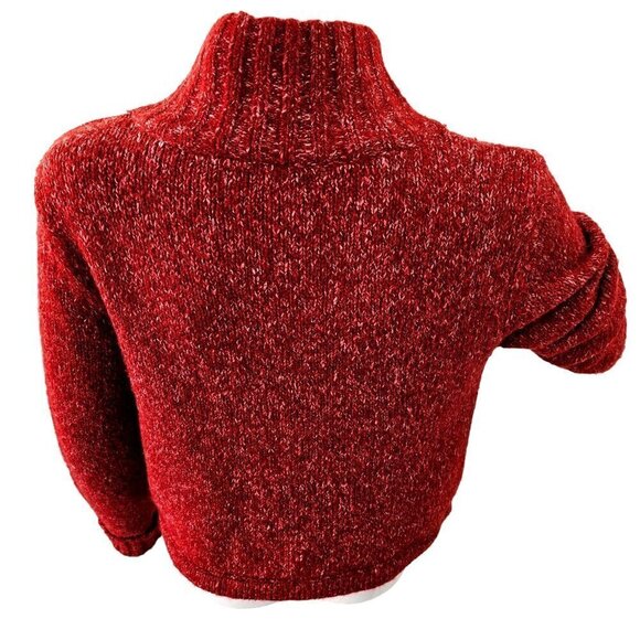 Nine West Jeans Short Cardigan Red Knit Single Button Sweater Womens L - Picture 5 of 11